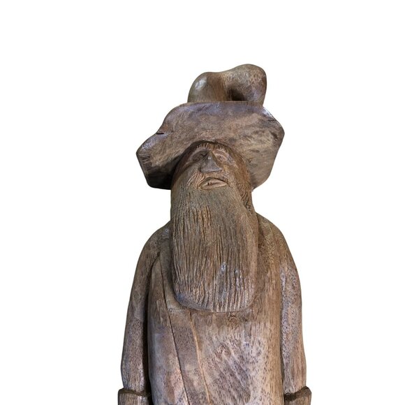 Hand Carved Wooden Hillbilly Mountain Man Figure Folk Art Primitive Gnome - Picture 13 of 13